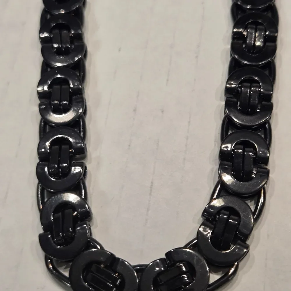 Elegant Black Stainless Steel Chain Necklace